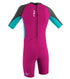 Toddler Reactor-2 2mm Back Zip S/S Spring - Girls - berry/lightaqua/graphite